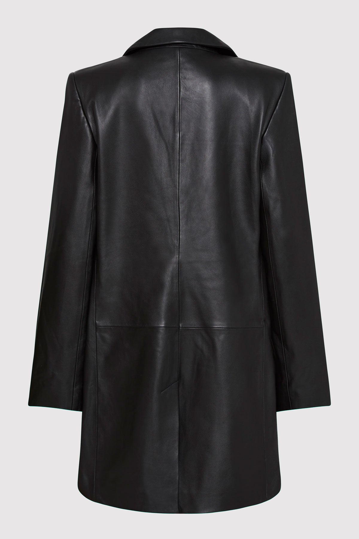 Leather Longline Jacket - Black