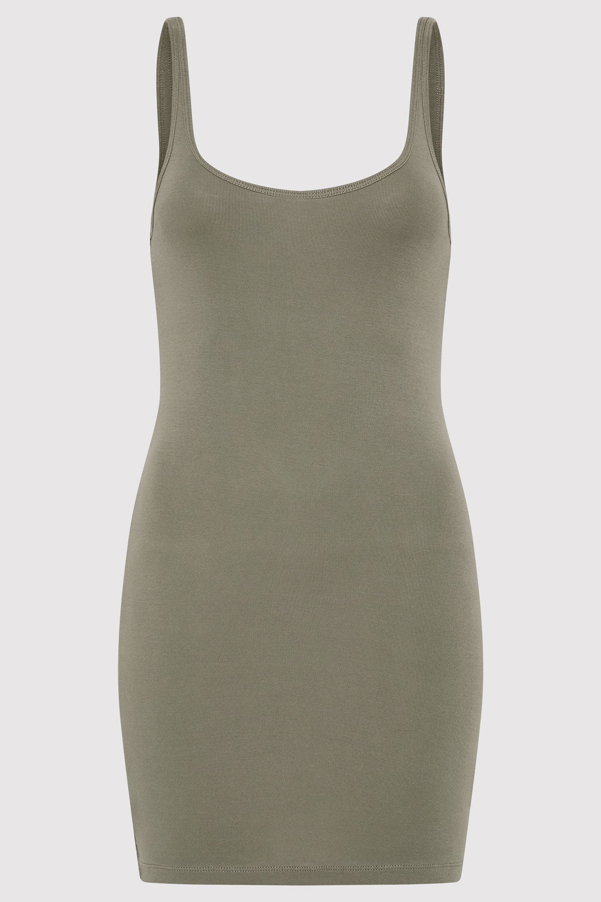 Organic Cotton Slip Dress - Smokey Olive