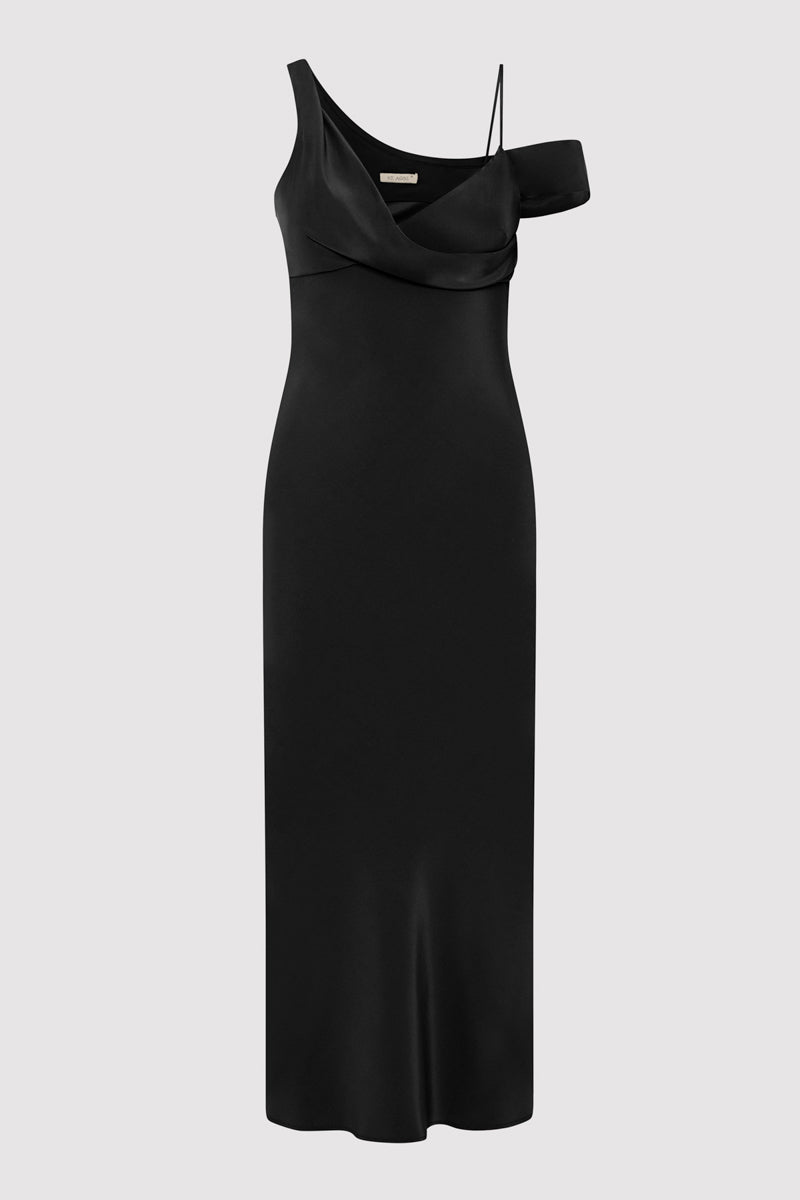 Silk Drape Dress - Black