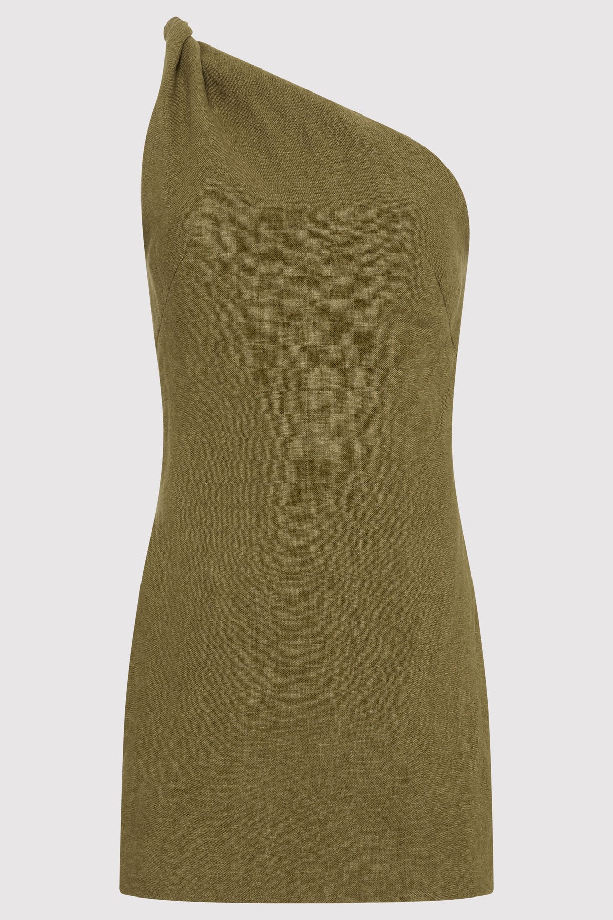 Twisted Linen Mini Dress - Olive