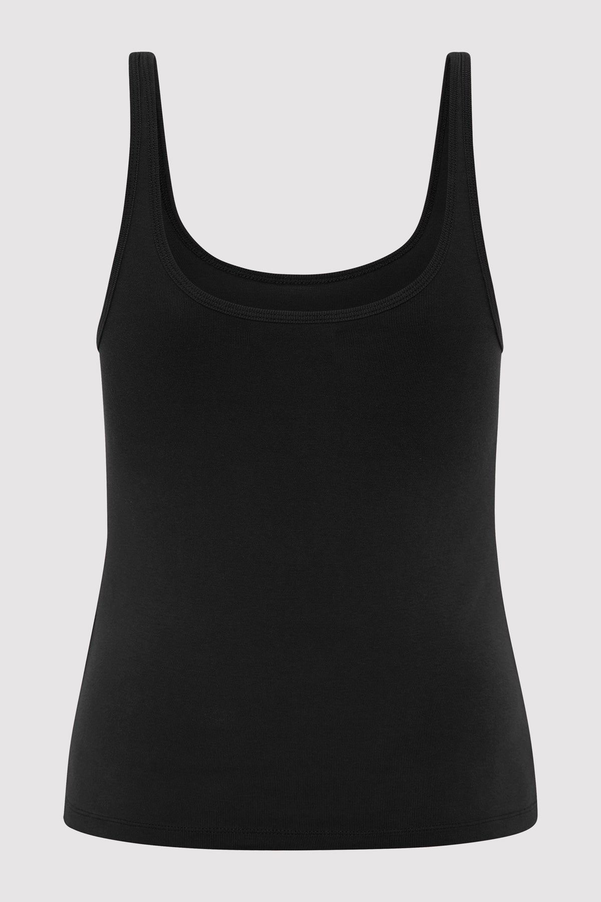 Organic Cotton Slim Scoop Tank - Jet Black