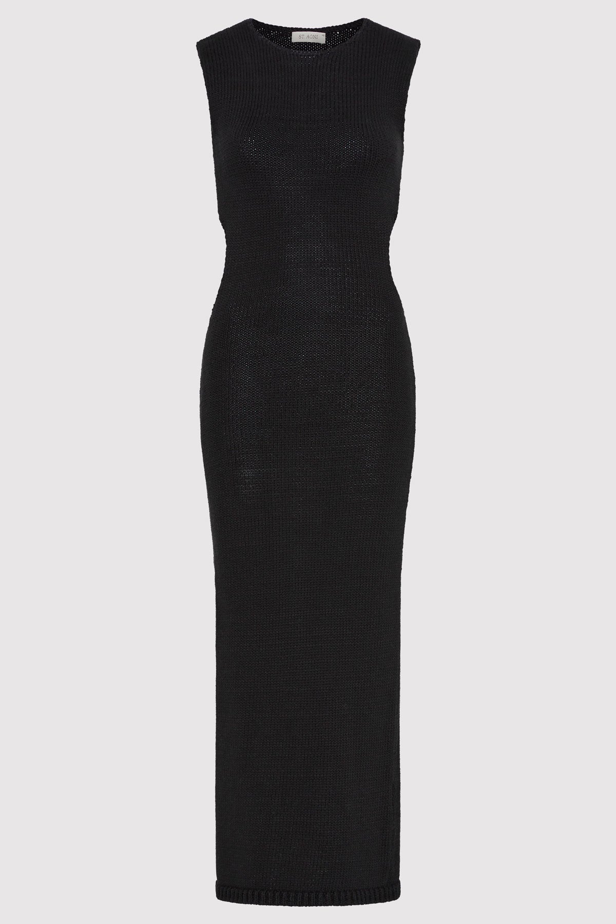Linen Silk Blend Cut Out Dress - Black