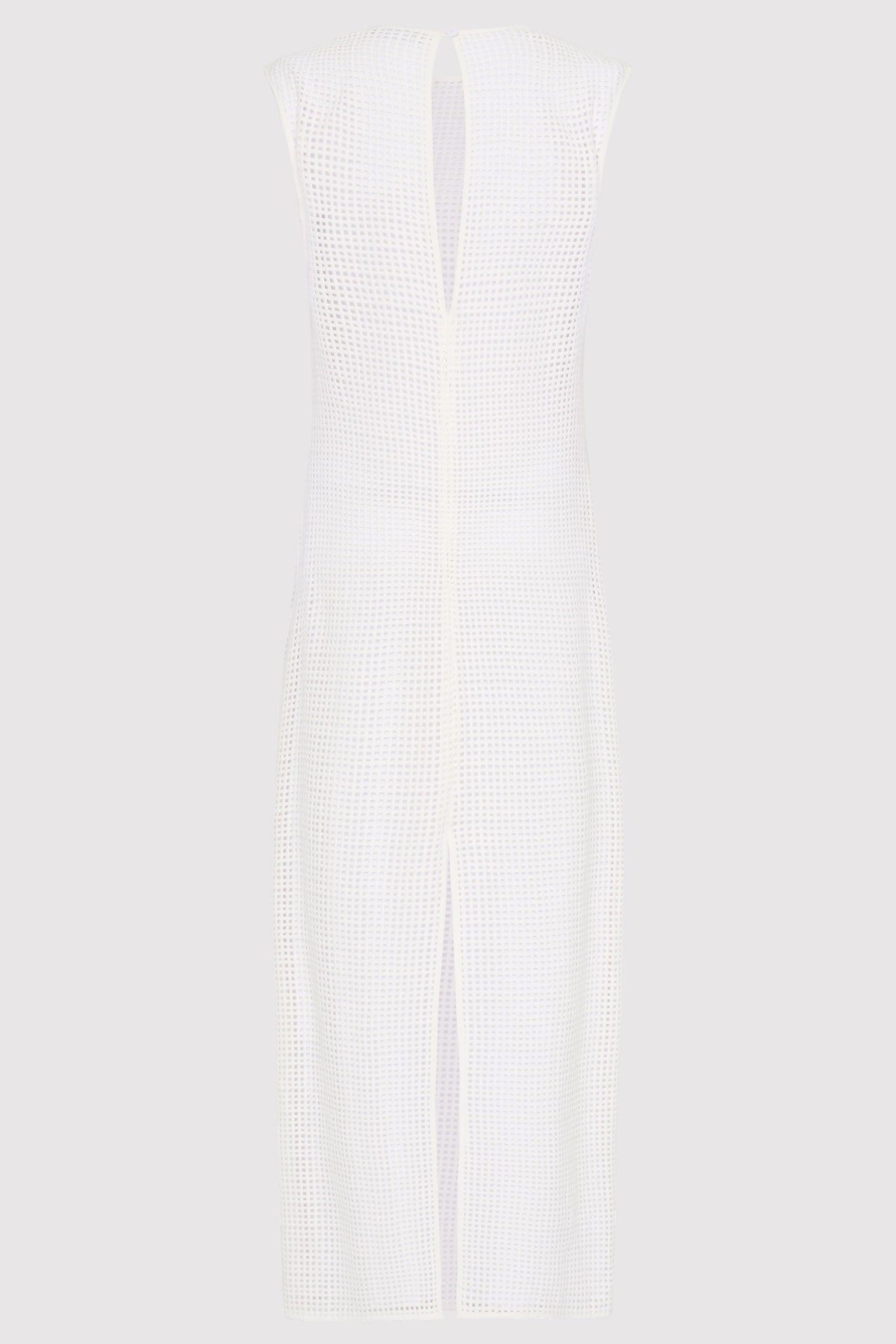 Cotton Grid Dress - White