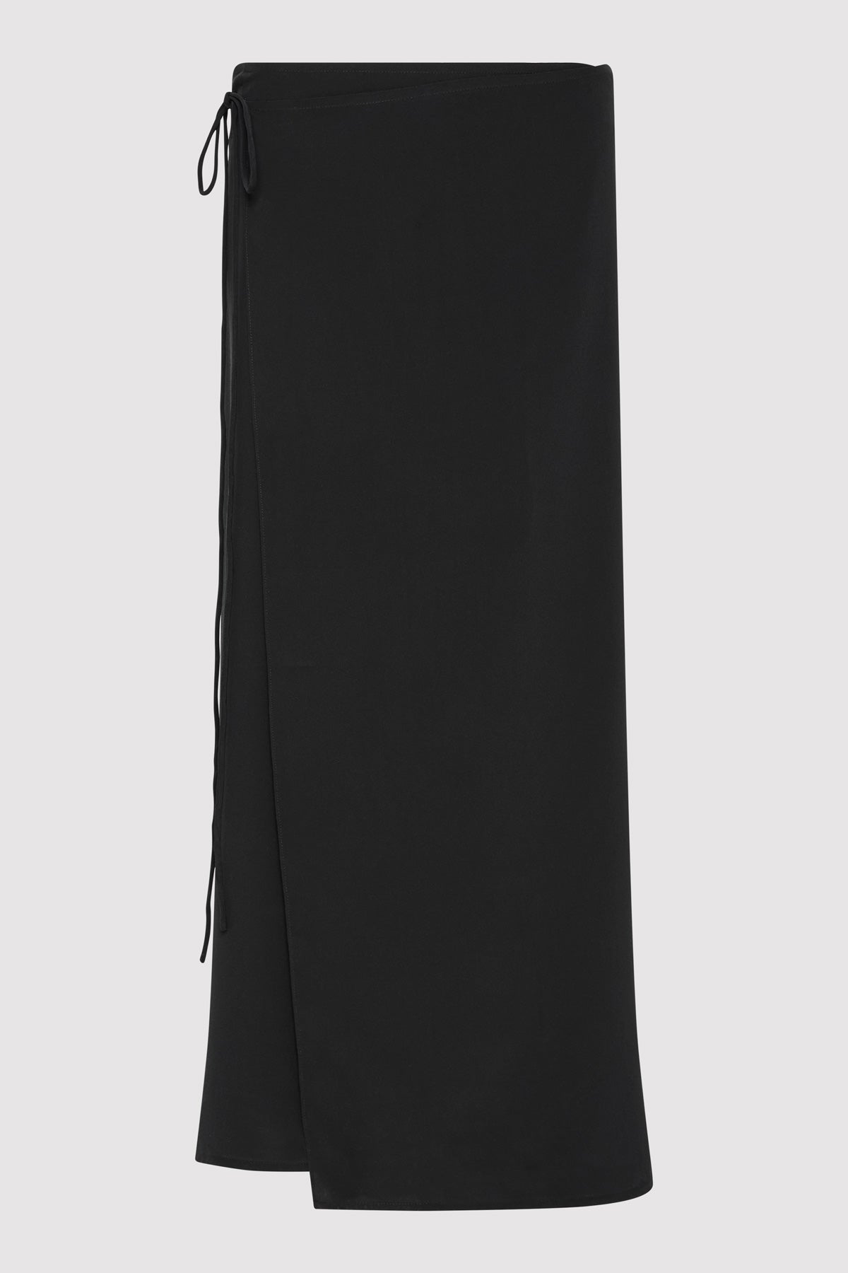 Silk Wrap Tie Skirt - Black