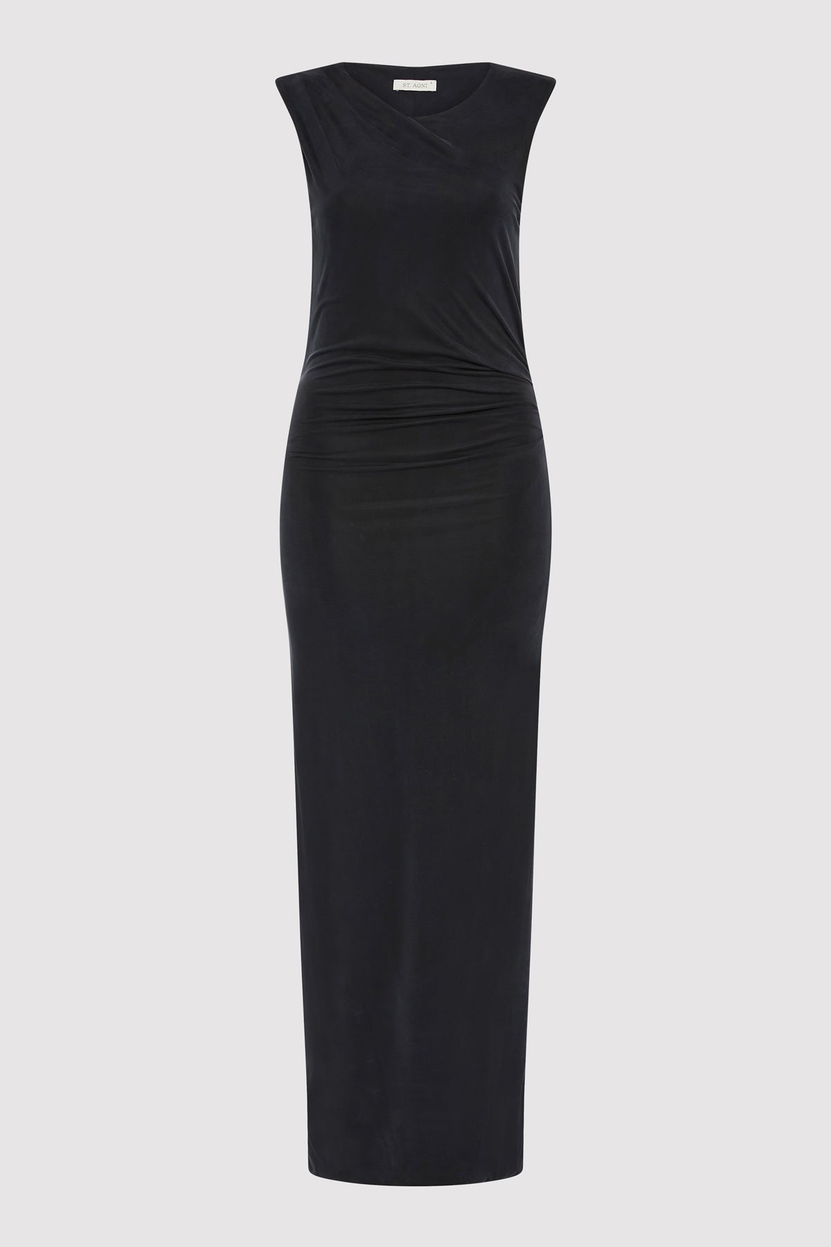 Cupro Jersey Drape Dress - Black