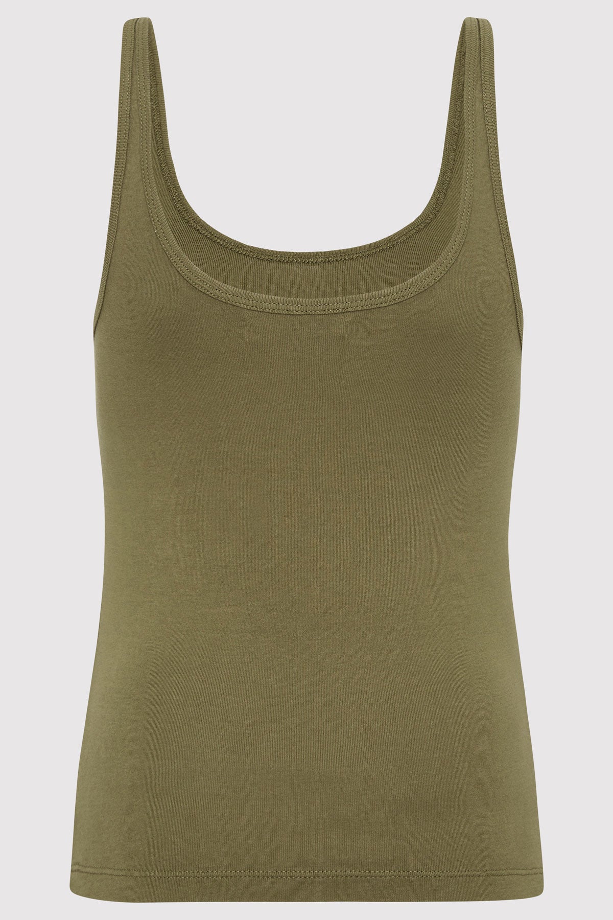 Organic Cotton Slim Scoop Tank - Olive