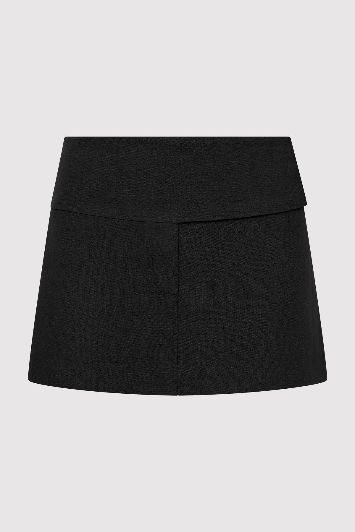 Wide Waistband Mini Skirt - Black