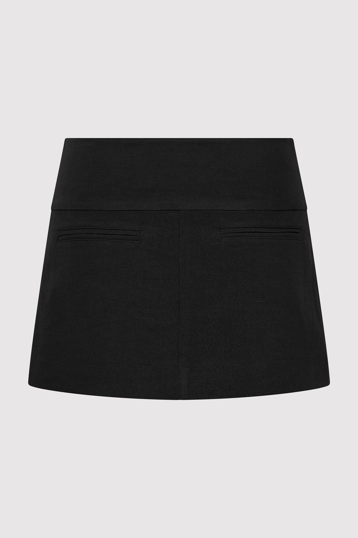 Wide Waistband Mini Skirt - Black