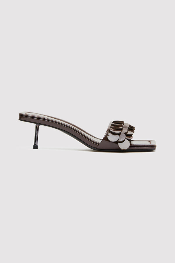 Paillette Kitten Heel - Patent Fudge