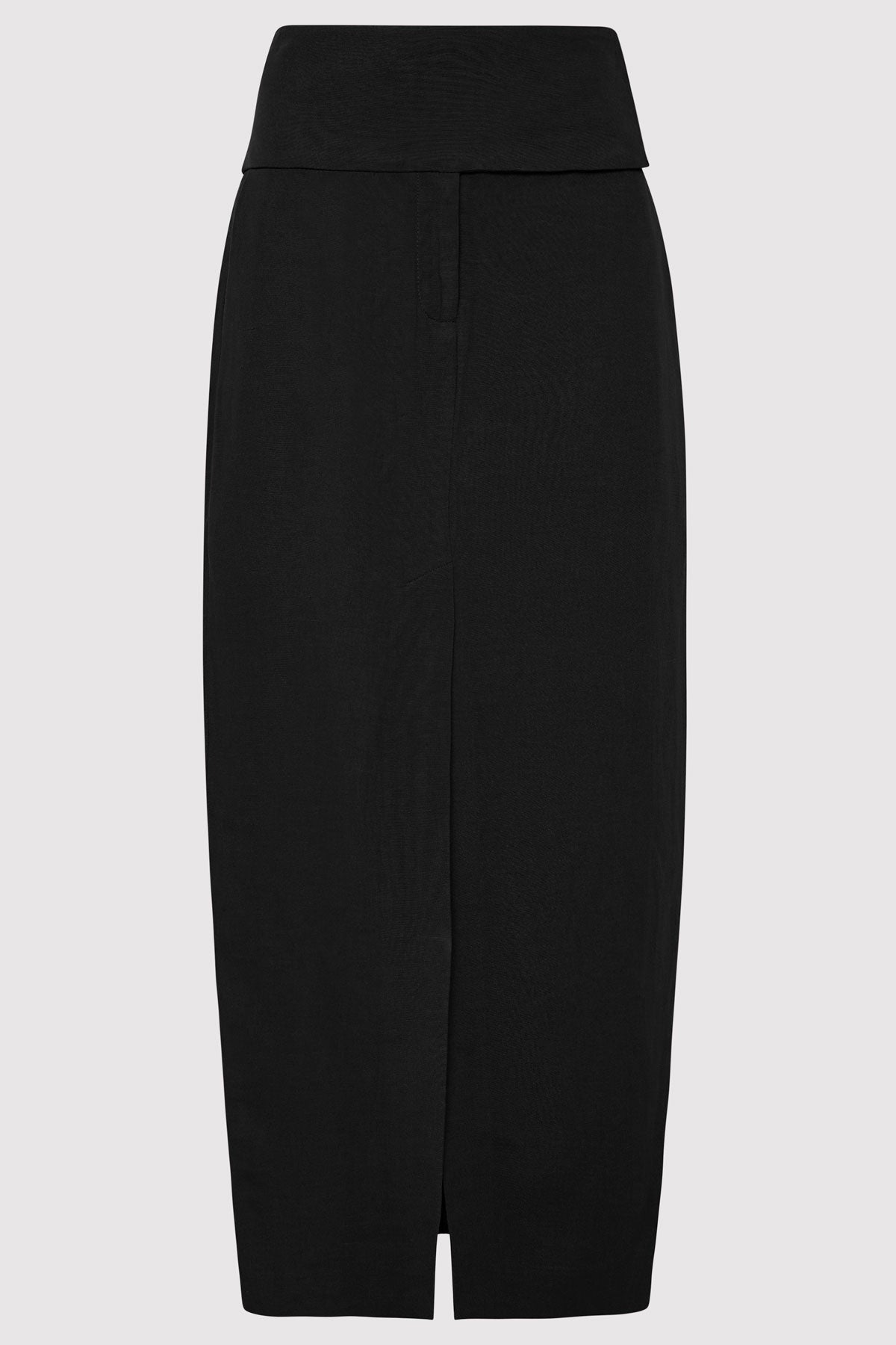 Wide Waistband Column Skirt - Black