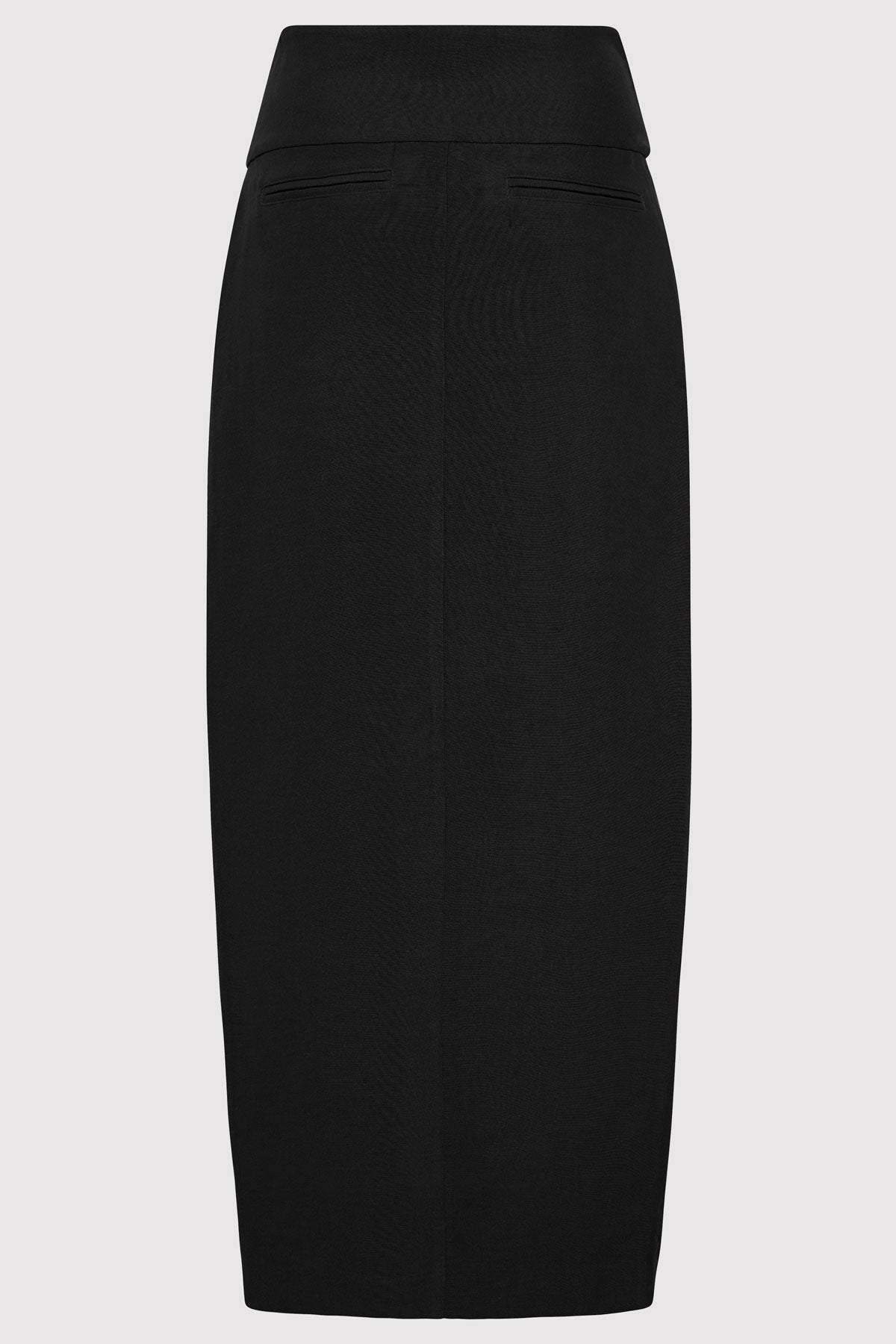 Wide Waistband Column Skirt - Black