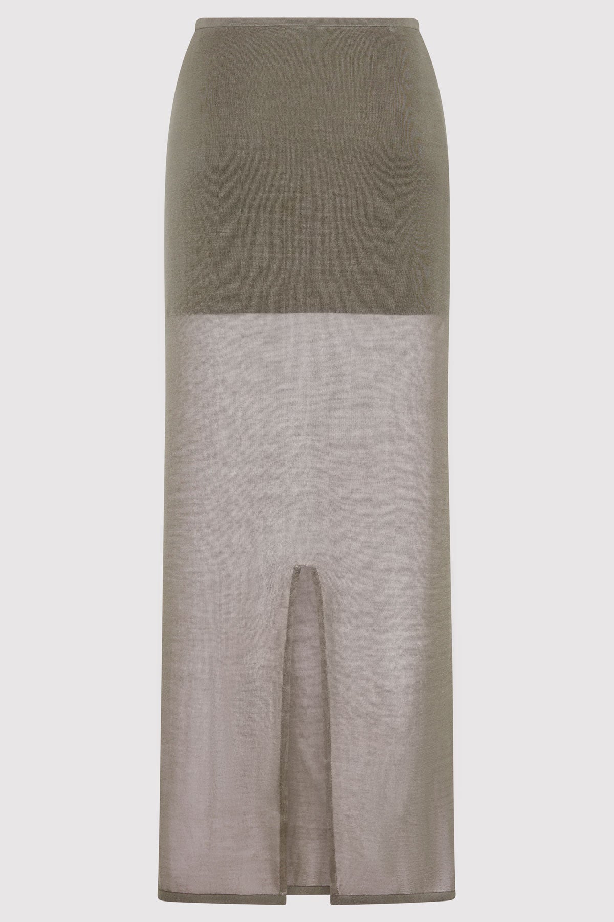 Sheer Column Skirt - Smokey Olive