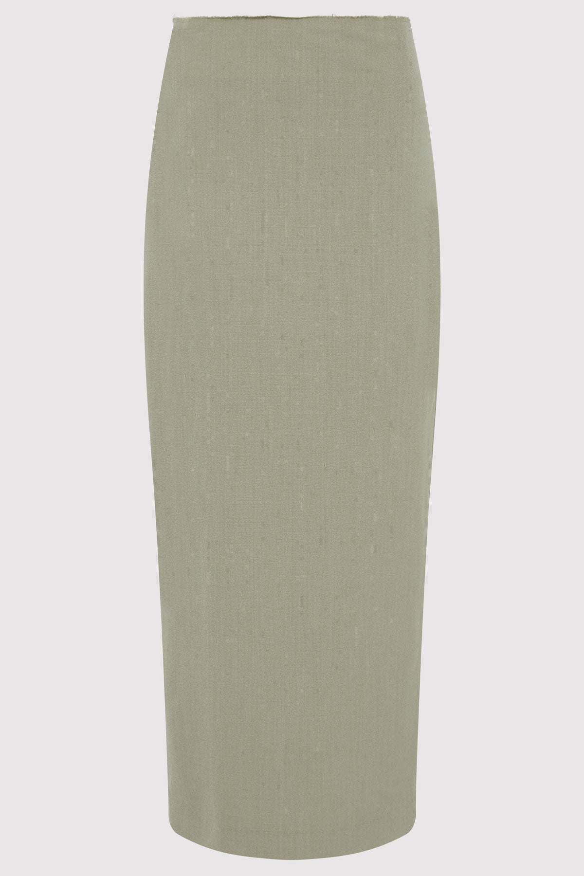 Raw Edge Column Maxi Skirt - Moss Grey