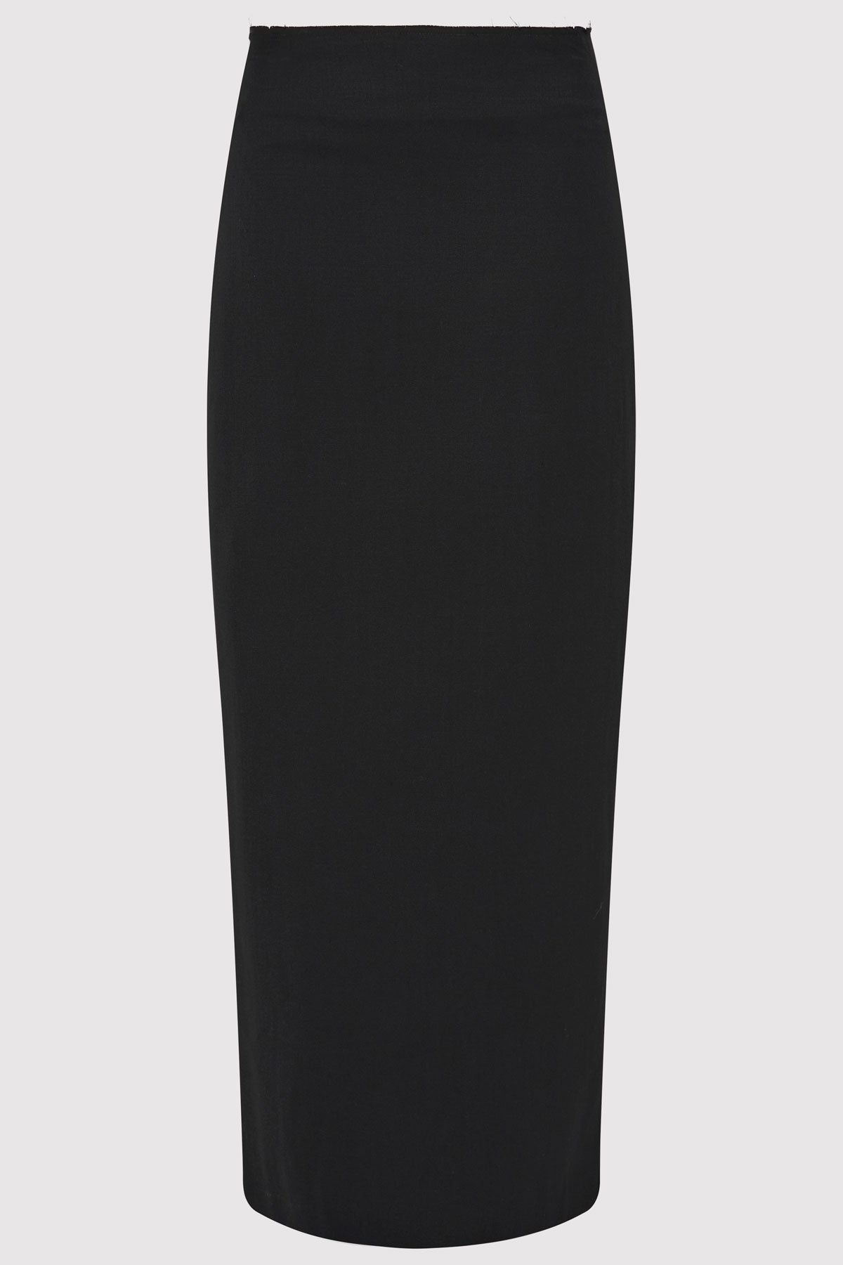 Raw Edge Column Maxi Skirt - Black