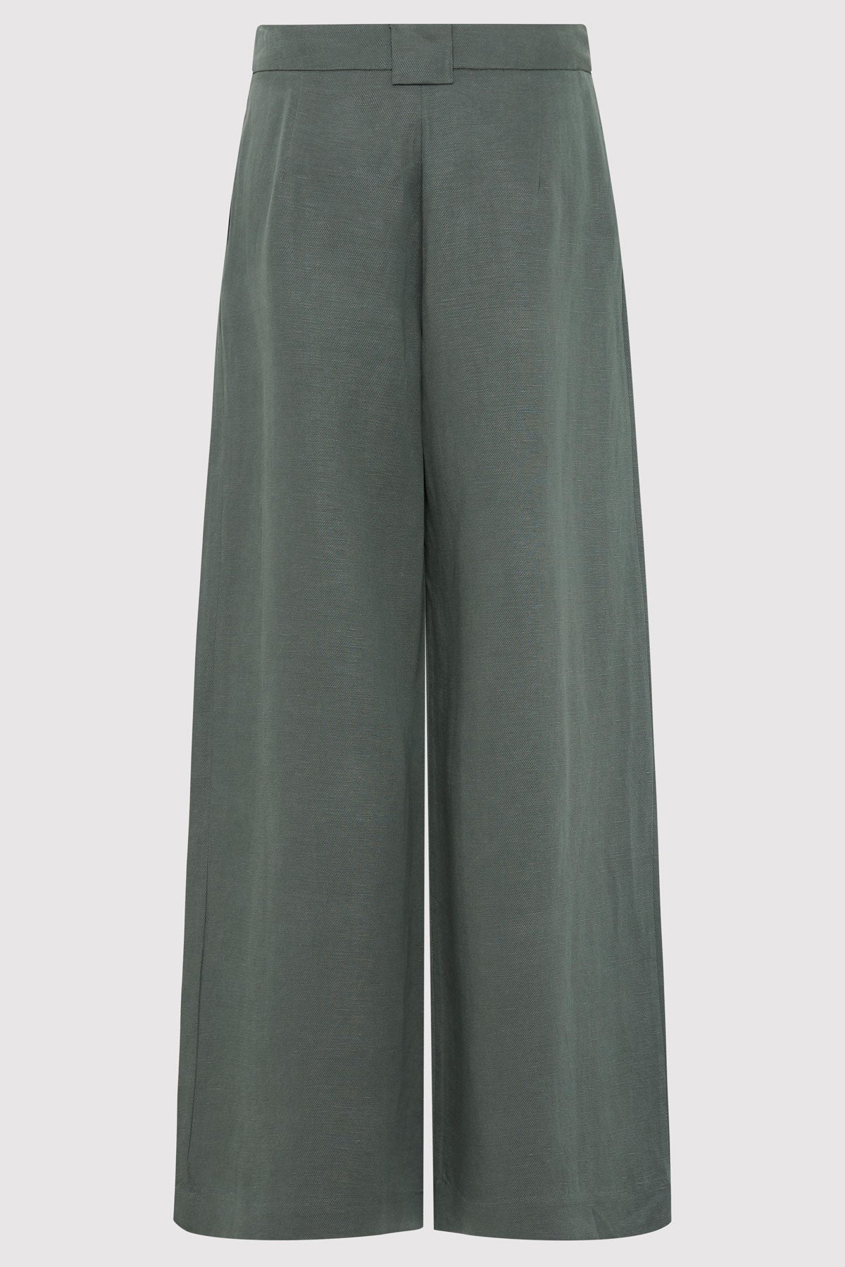 Wide Leg Pleat Pants - Balsam Green