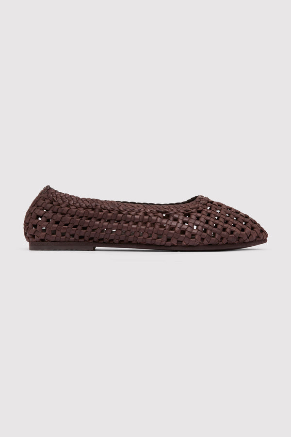 Macrame Mesh Ballet Flats - Chocolate