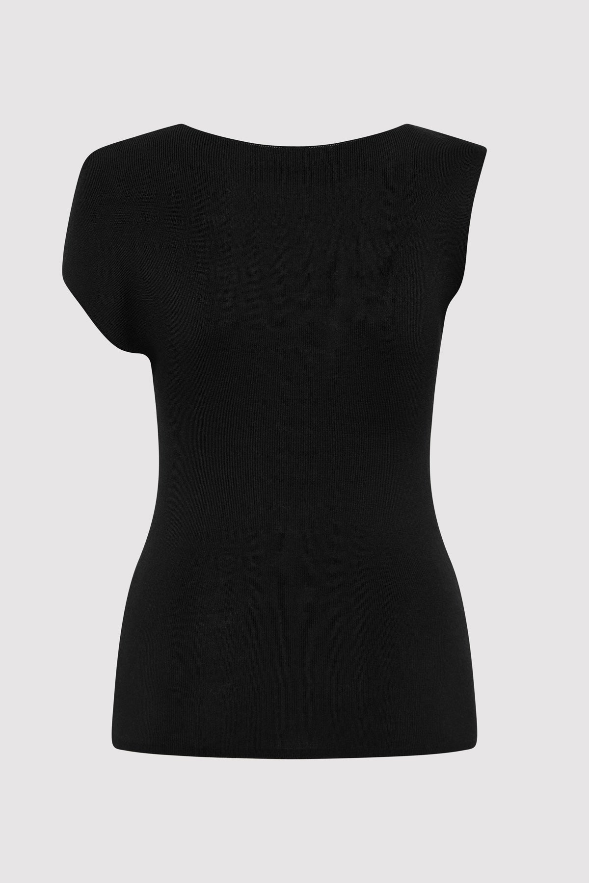 Asymmetric Knit Top - Black