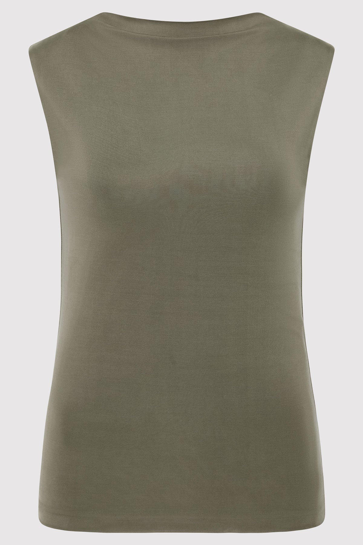 Cupro Jersey Top - Smokey Olive