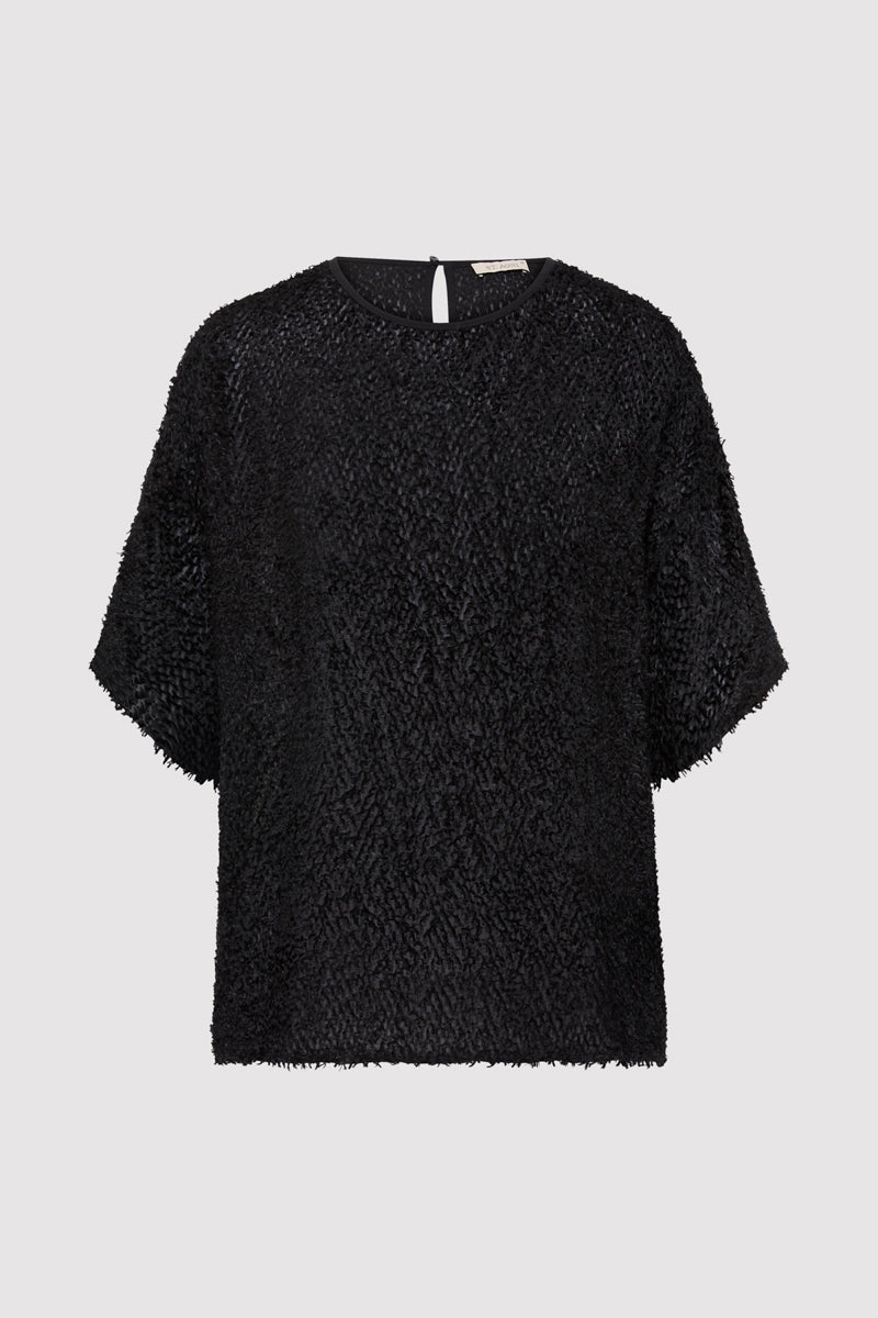 Feathered Silk Tee - Black