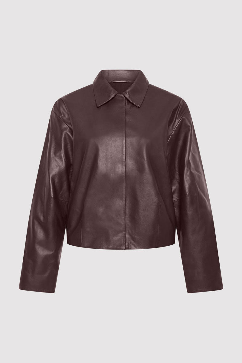 PRE-ORDER: Cocoon Leather Jacket - Bordeaux