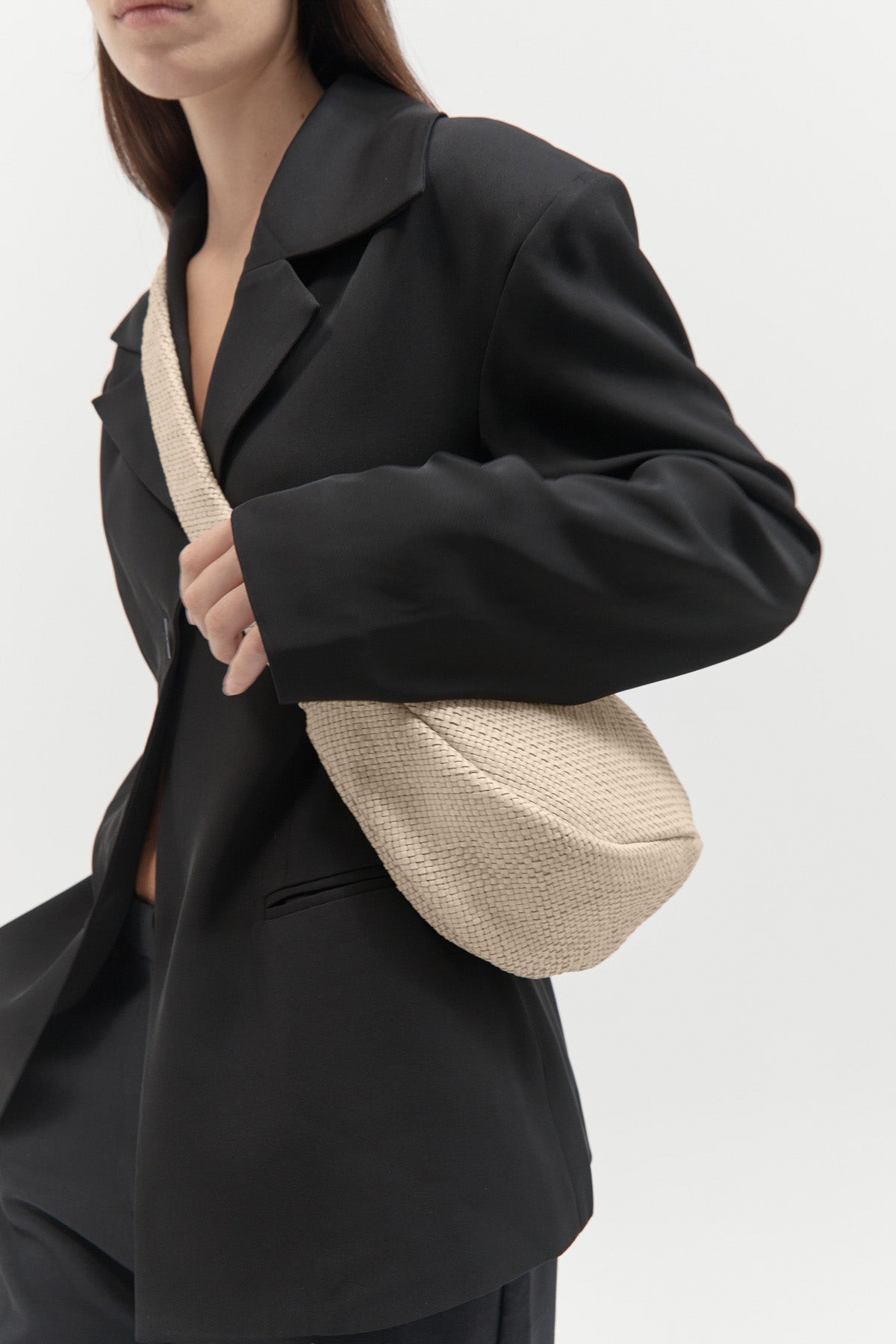 Woven Crescent Bag - Butter