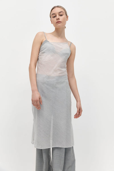 St. Agni |Asymmetric Slip Dress - Sheer Stripe